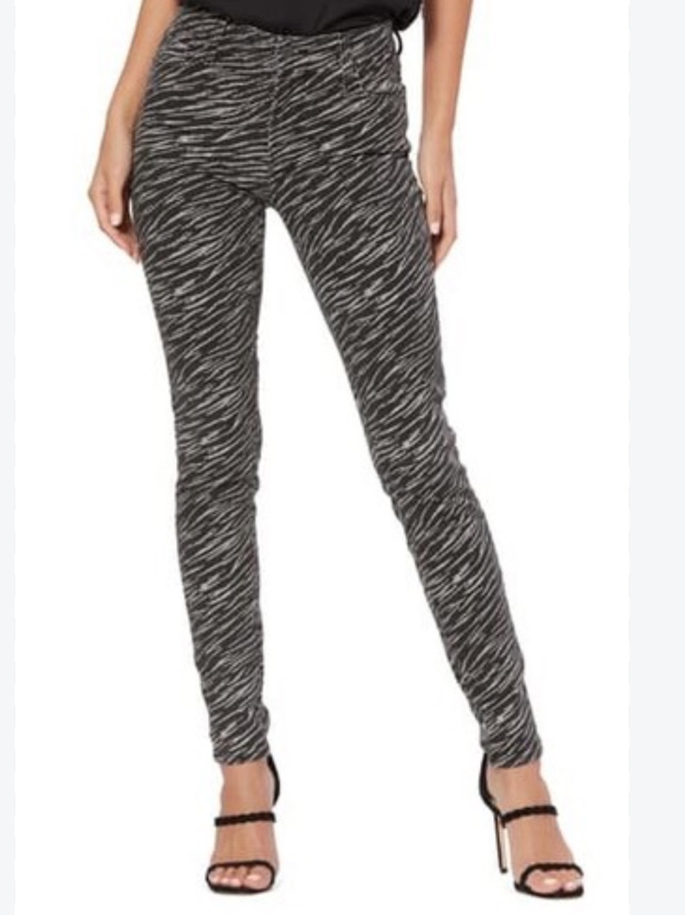 NWOT PAIGE Women's Hoxton High Rise Ultra Skinny Jean Zebra Stripe size 25